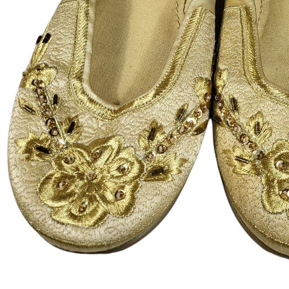 Predictions Yellow Beaded Ballet Flats Size 8.5 - Picture 4 of 8